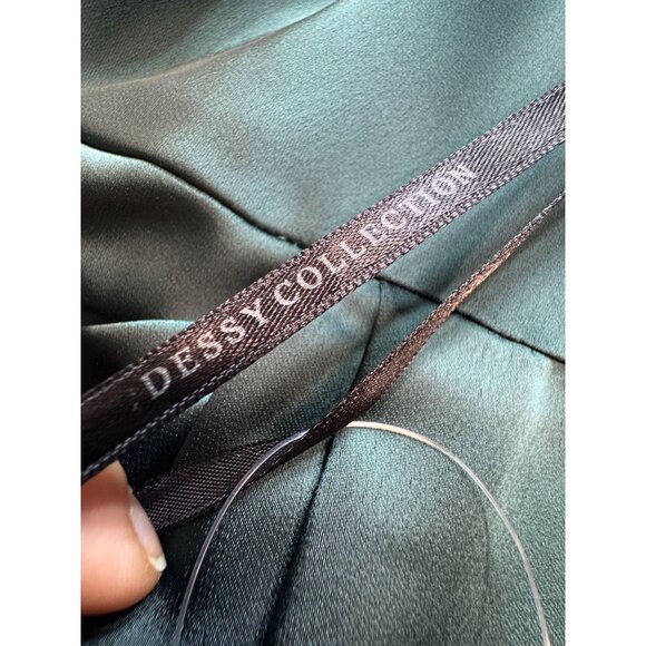 Dessy Collection Women's Satin Cowl Neck Bridesmaid Maxi Dress Size 22 W Green - Picture 4 of 12